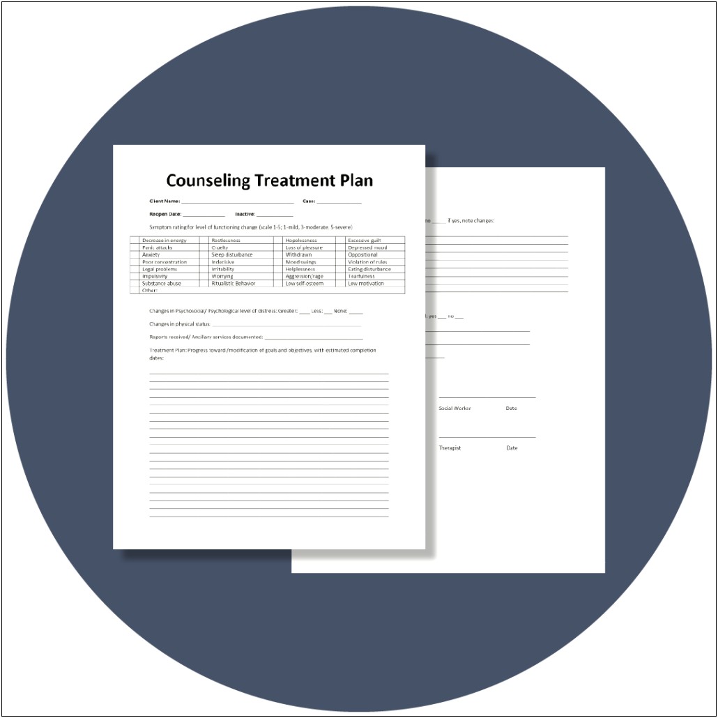 Mental Health Treatment Plan Template Example