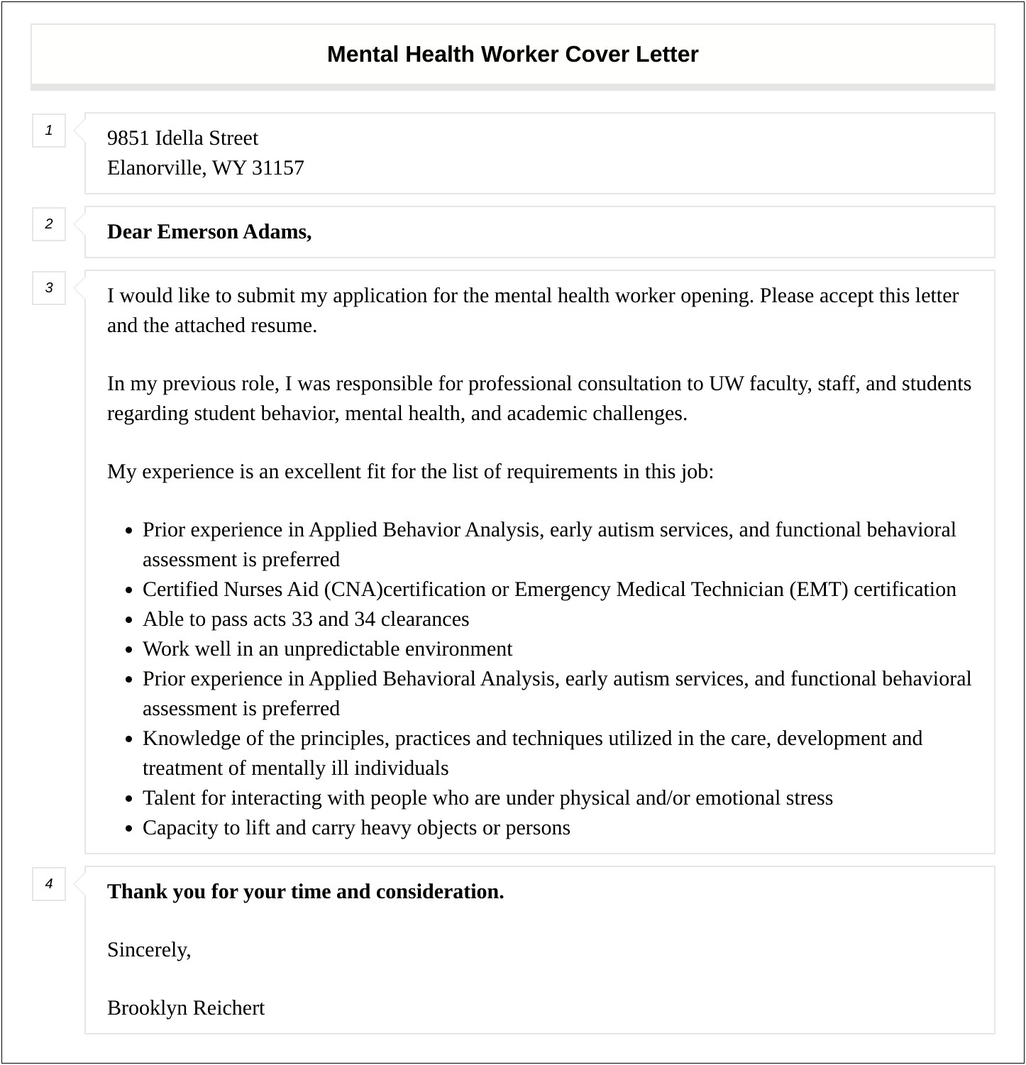 Mental Health Worker Cover Letter Template