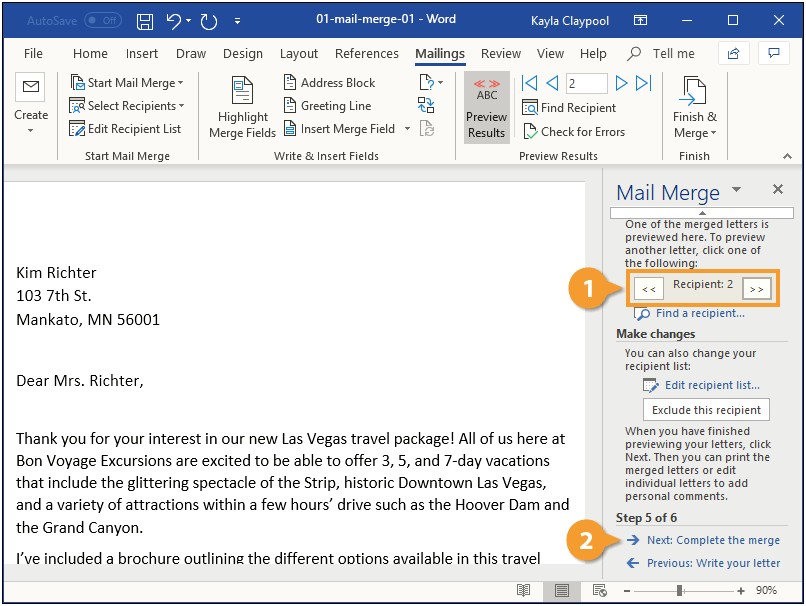 Merge Letter Template Listing In Word