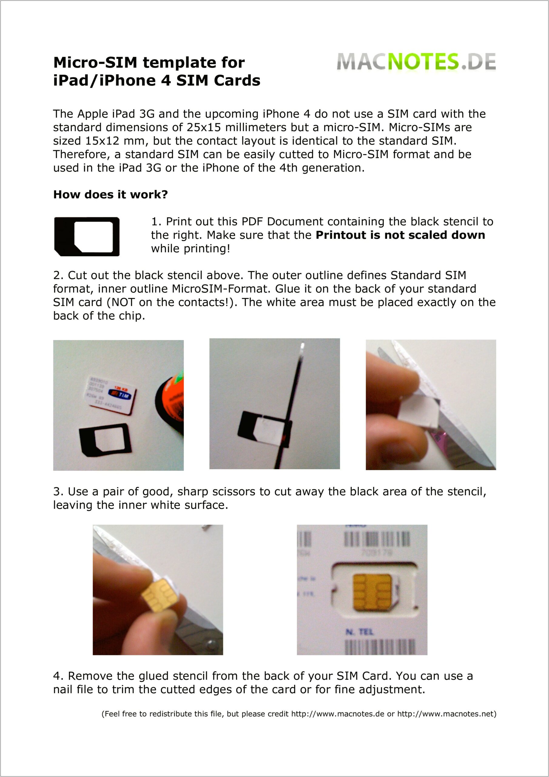 Micro Sim Card Cutting Template Letter Size