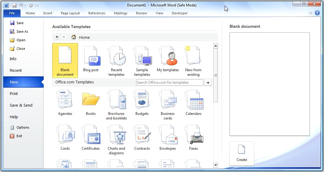 Microsoft Office 2010 Word Templates Location