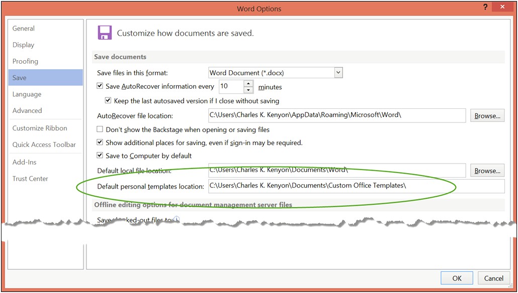 Microsoft Office 365 Word Template Location