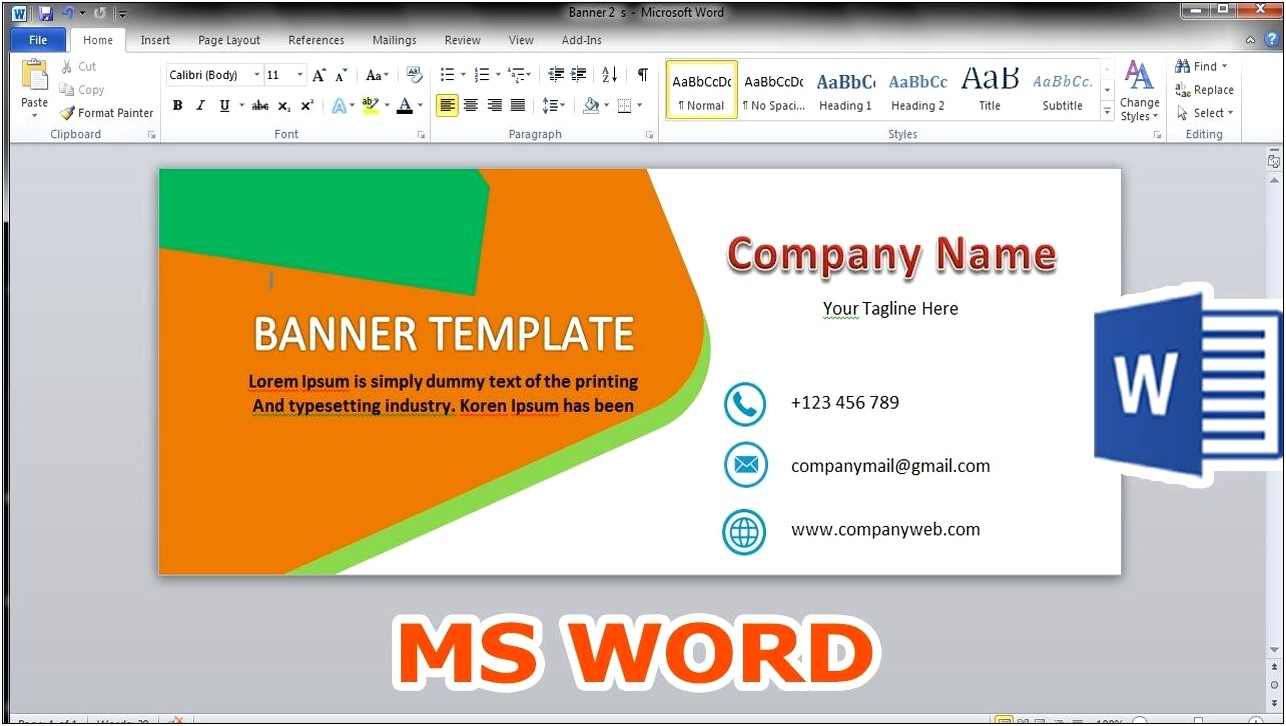 Microsoft Office Banner Templates For Word