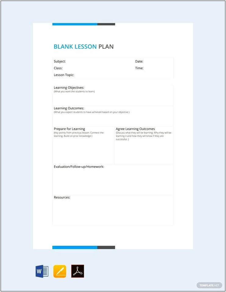 Microsoft Office Blank Lesson Plan Templates