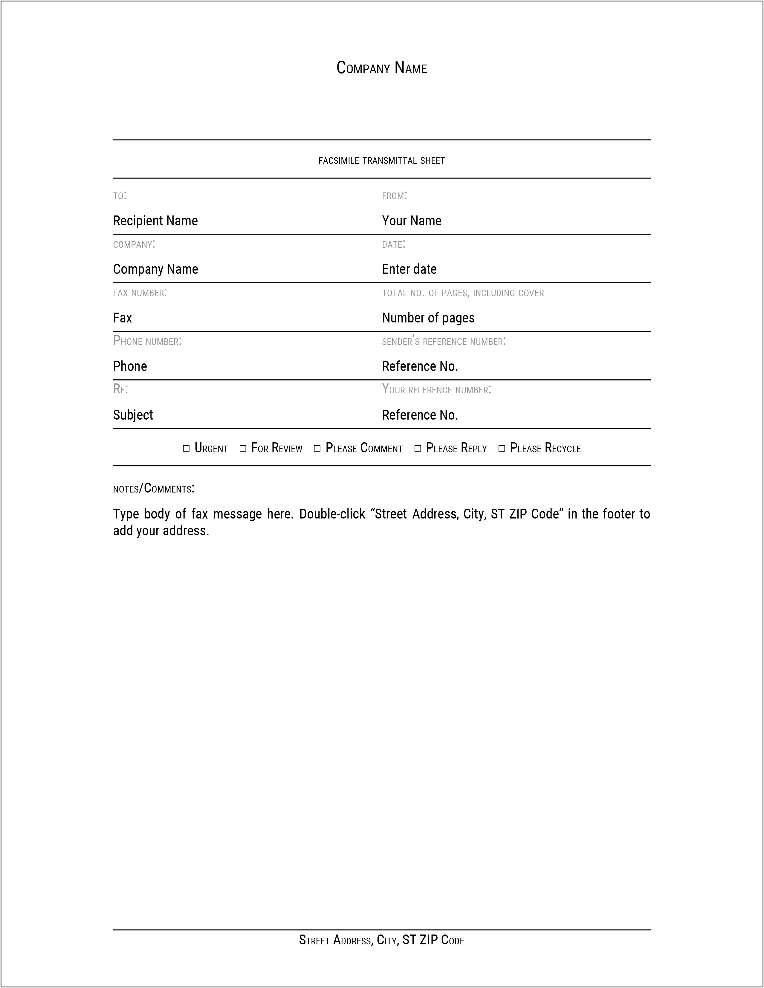 Microsoft Office Fax Cover Letter Template