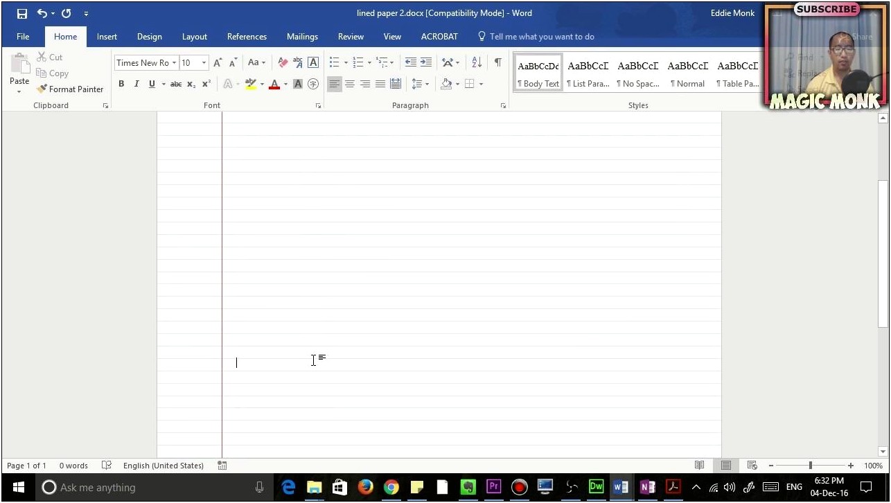 Microsoft Office Notebook Paper Word Template