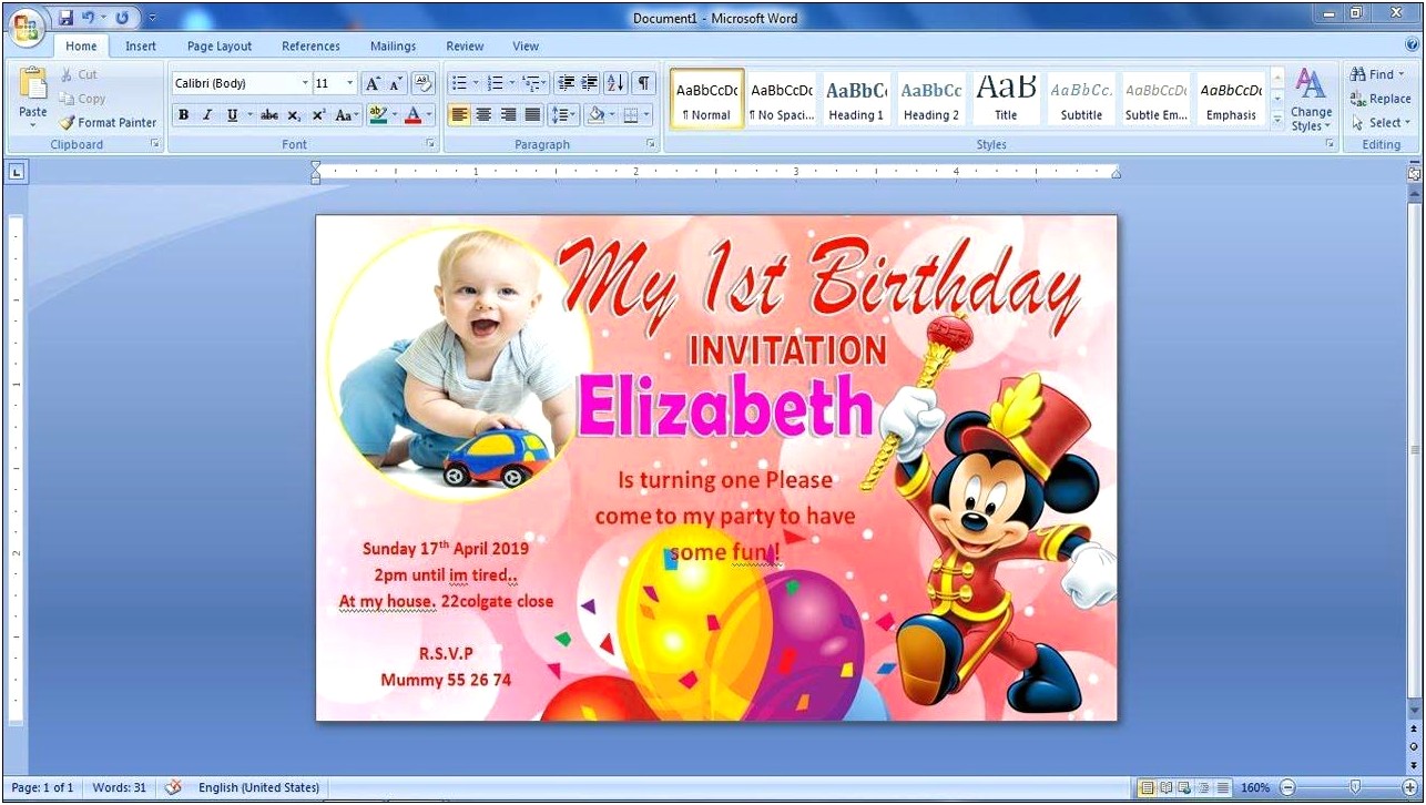 Microsoft Office Word 2007 Invitation Templates