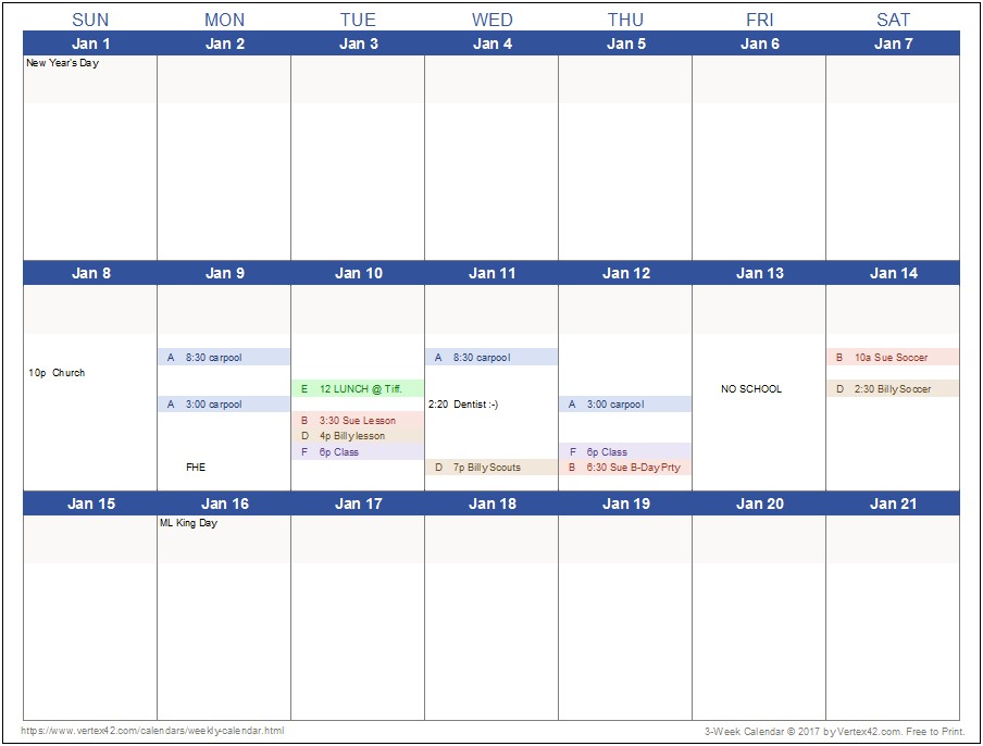 Microsoft Word 2 Page Weekly Planner Template