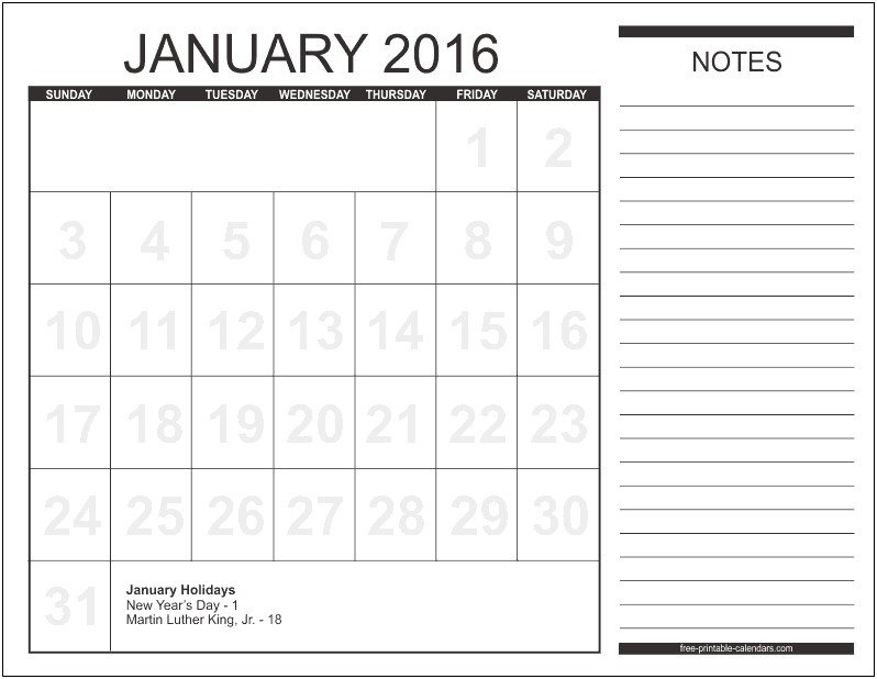 Microsoft Word 2014 Calendar Template With Holidays