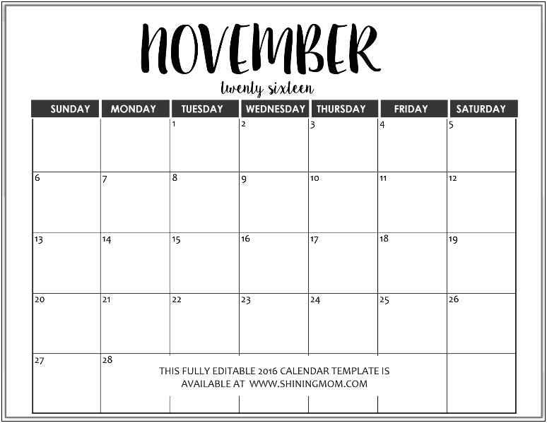 Microsoft Word 2015 Calendar Template Yearly