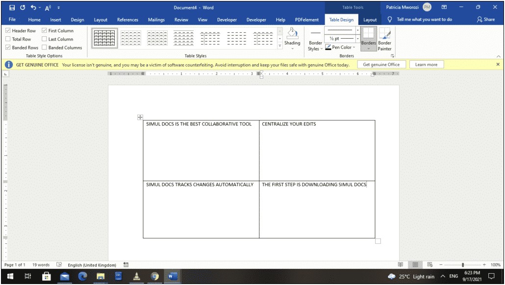 Microsoft Word 2016 Blank Template Four Quadrants