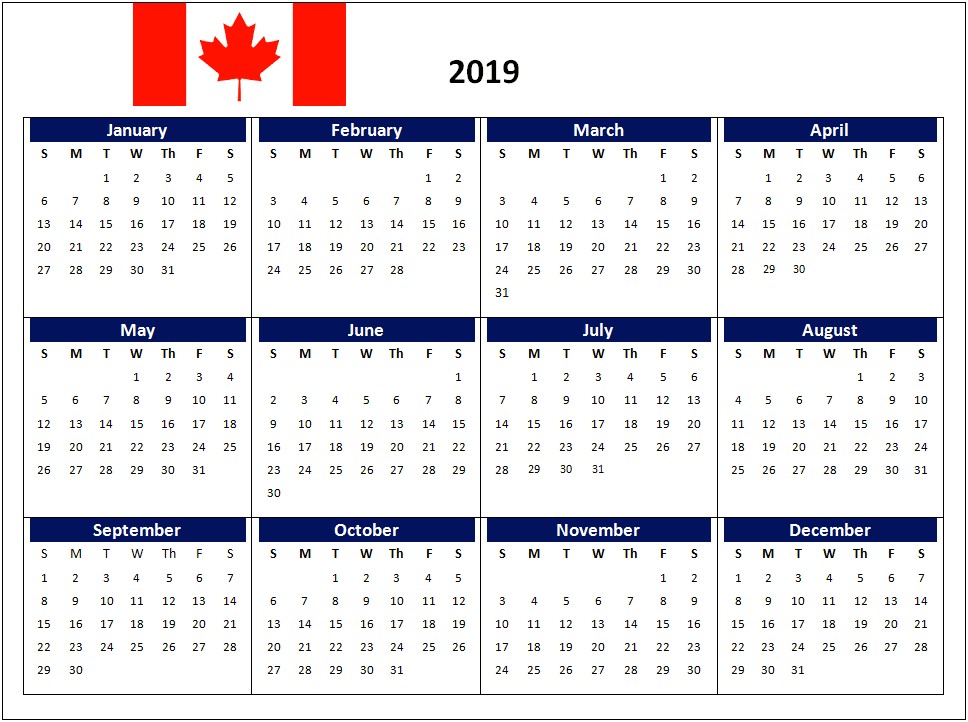 Microsoft Word 2019 Calendar Template With Holidays