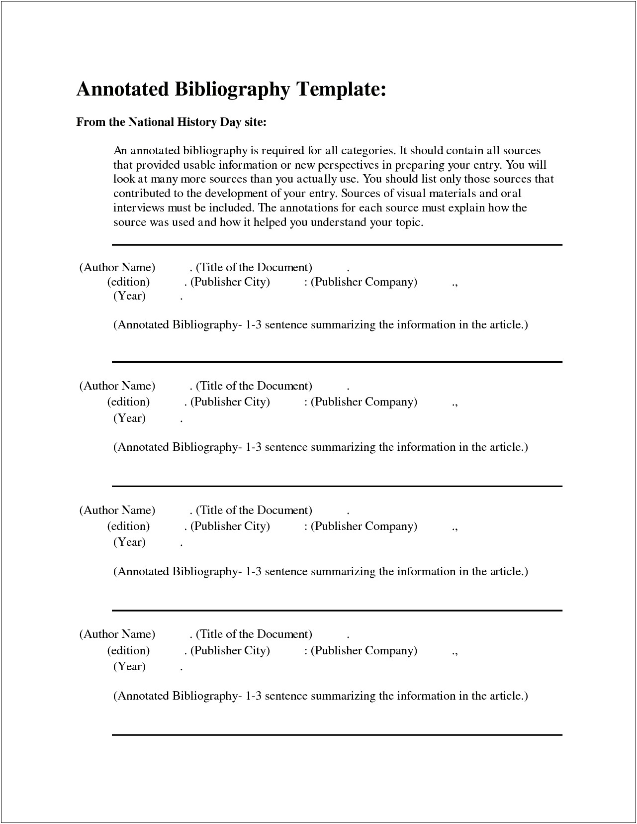 Microsoft Word Annotated Bibliography Template Mla