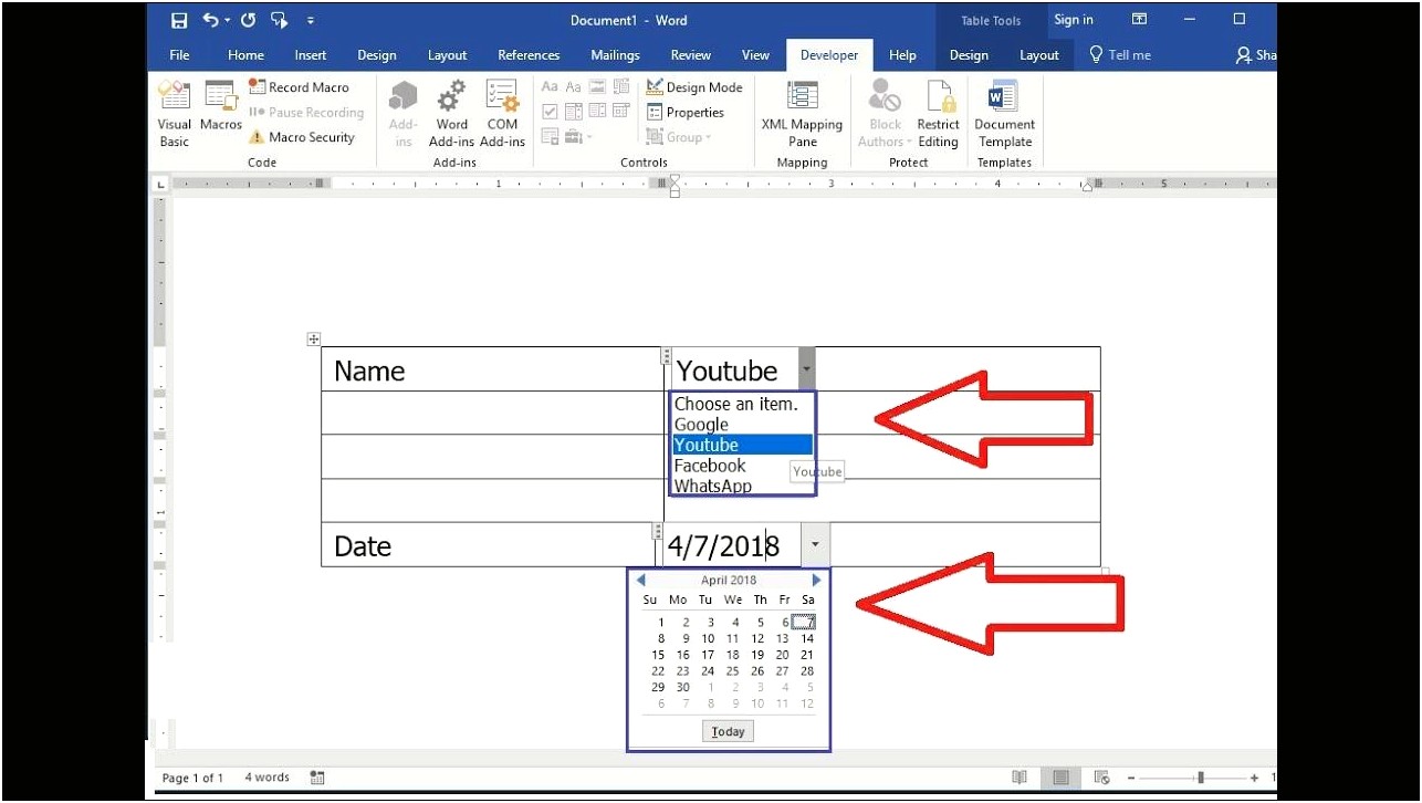 Microsoft Word Calendar Template April 2018