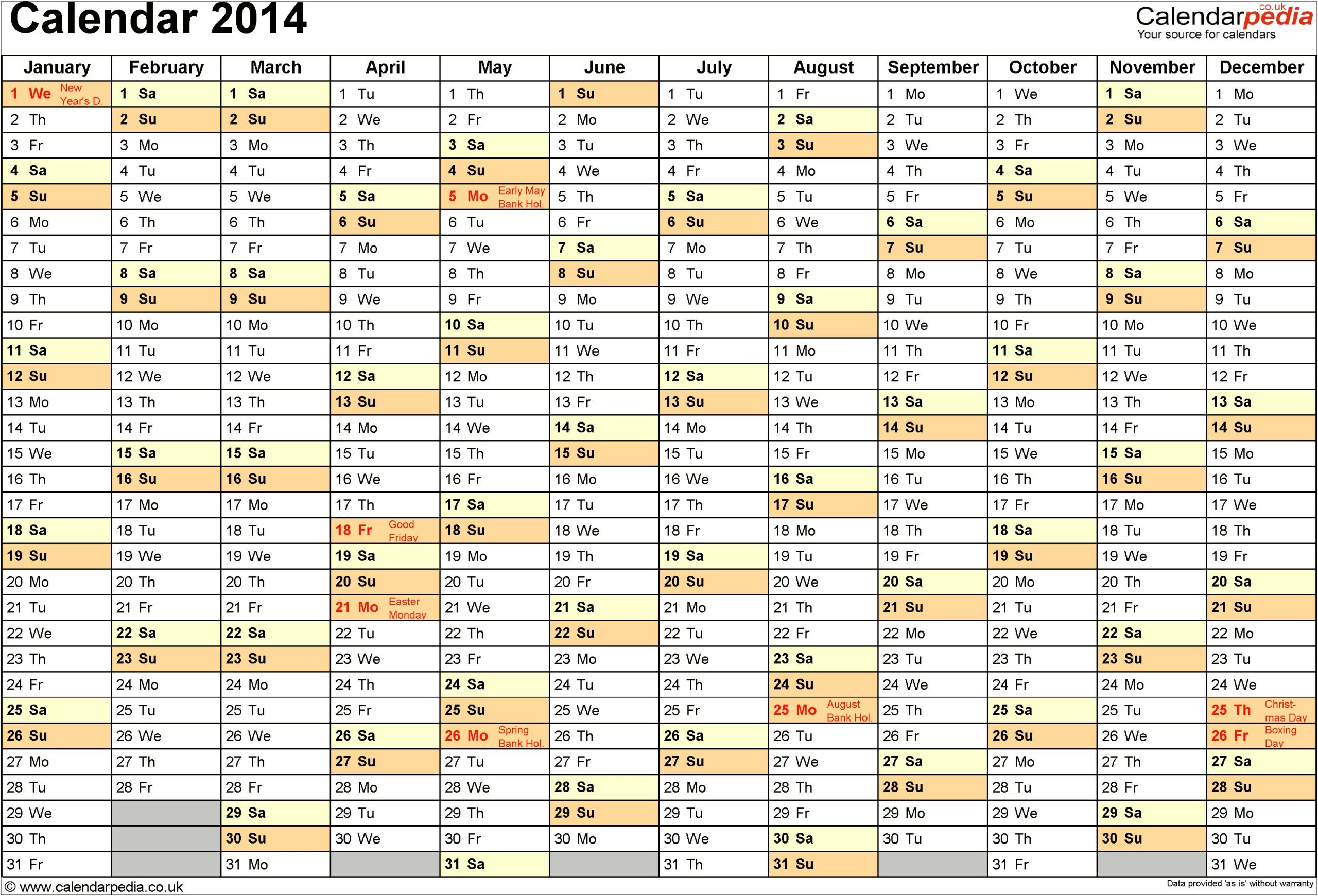 Microsoft Word Daily Calendar Template 2014