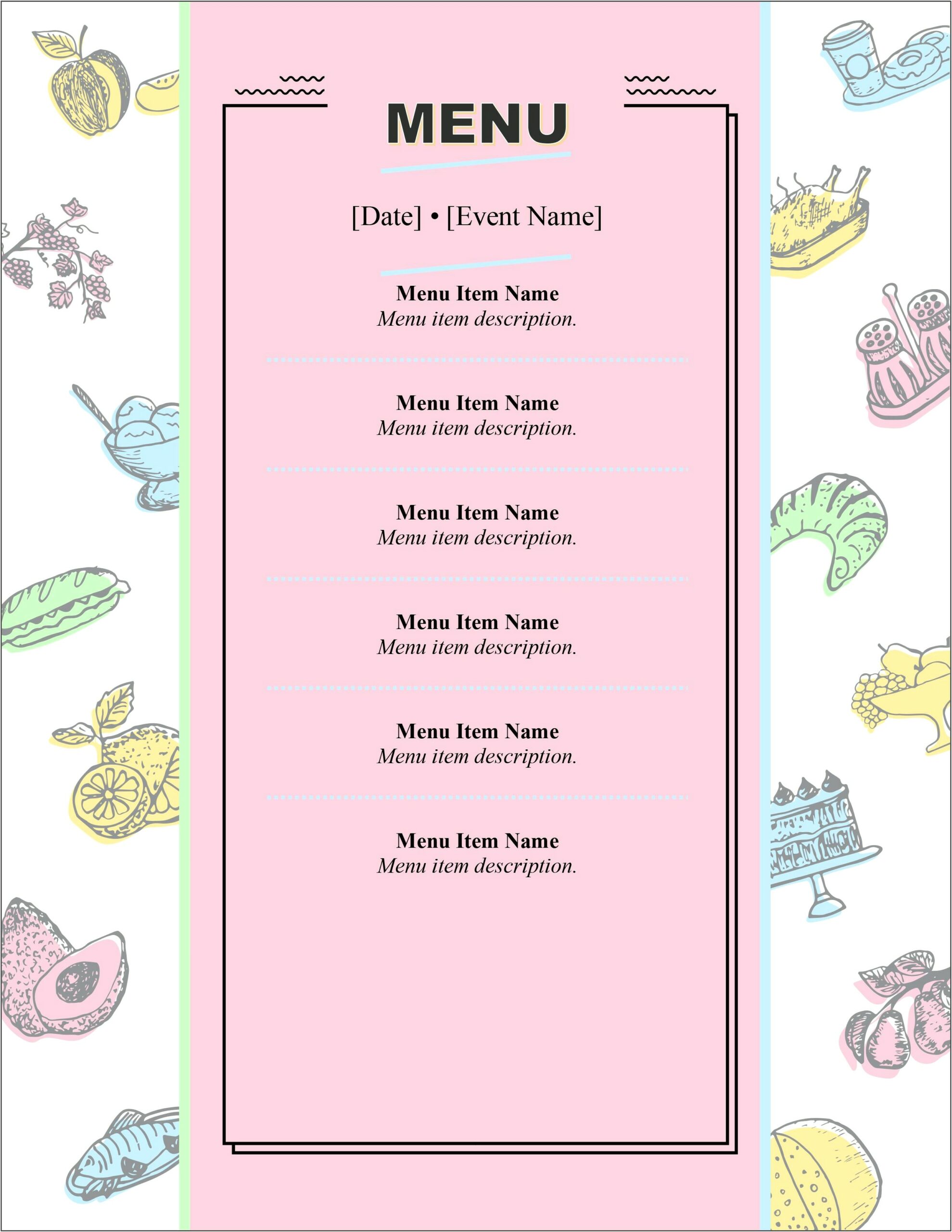 Microsoft Word Dinner Party Menu Template