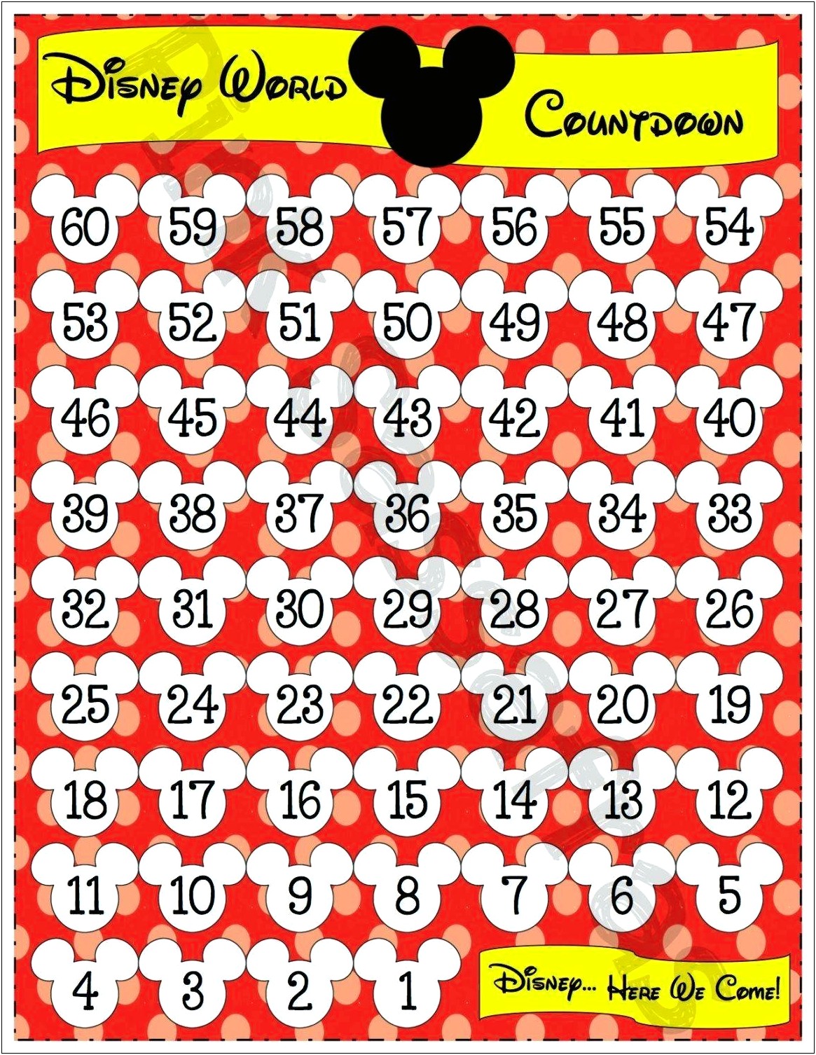 Microsoft Word Disney Countdown Calendar Template