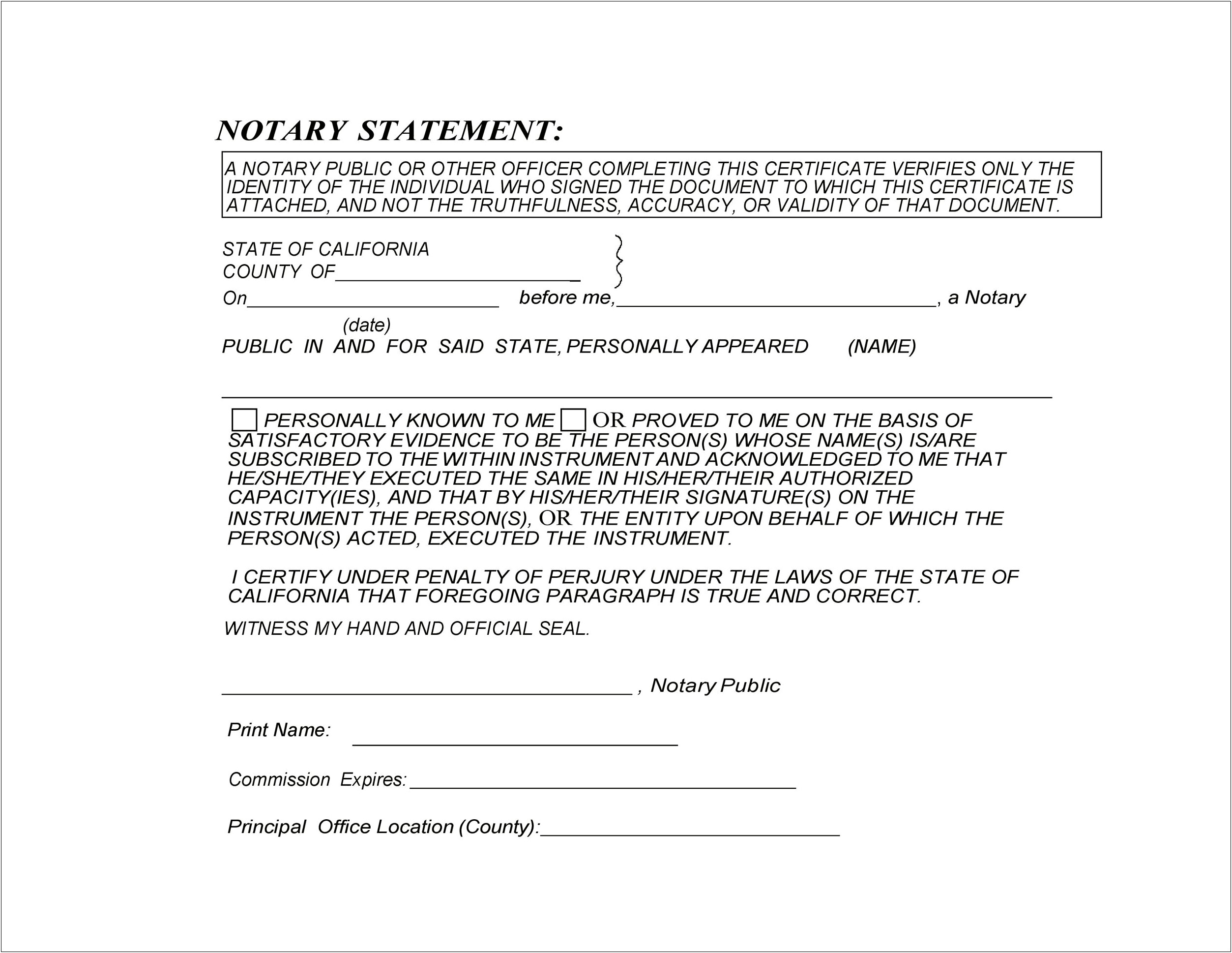 Microsoft Word Doc Template Witness And Notary