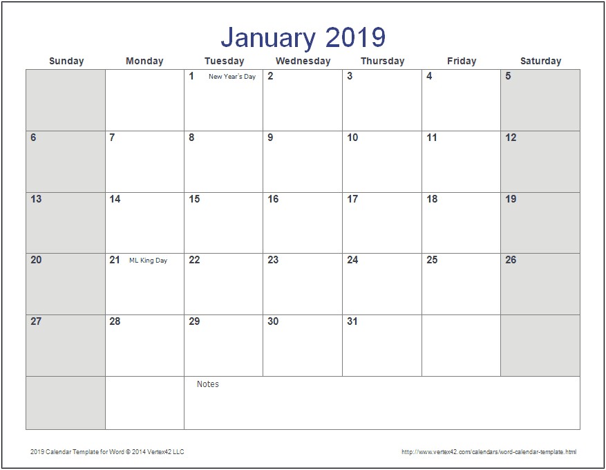 Microsoft Word Free Calendar Templates 2018