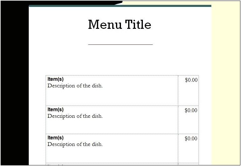 Microsoft Word Menu Templates For Mac