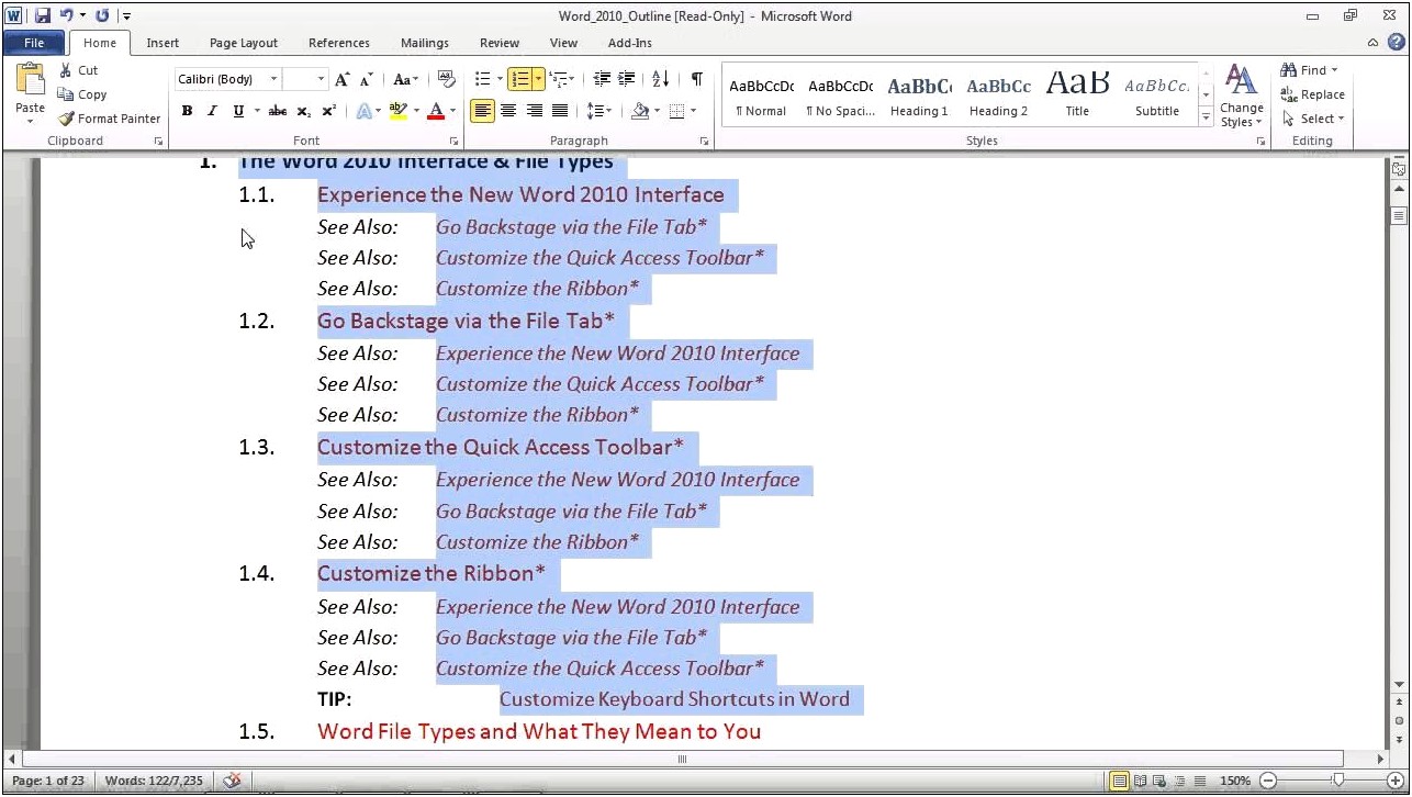 Microsoft Word Multi Level Lists Outline Template