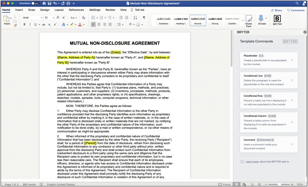 Microsoft Word Page Template Set Up