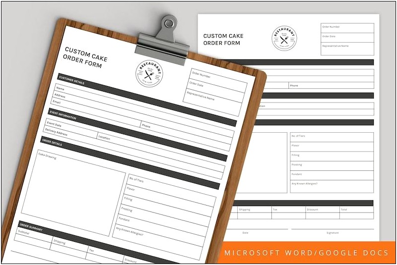 Microsoft Word Photo Order Form Template