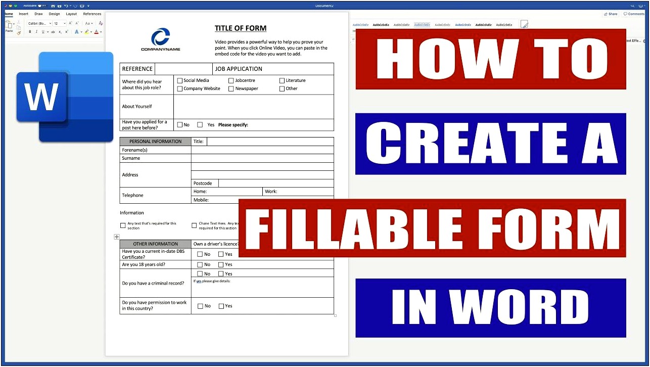 Microsoft Word Product Order Form Template