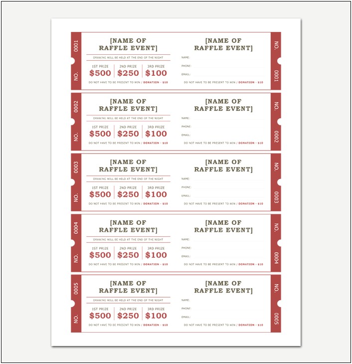 Microsoft Word Raffle Ticket Template 10 Per Page