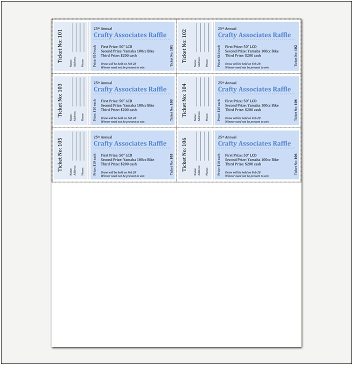 Microsoft Word Template For 50 50 Raffle Tickets
