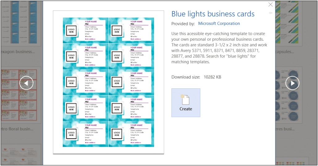 Microsoft Word Template For Custom Card