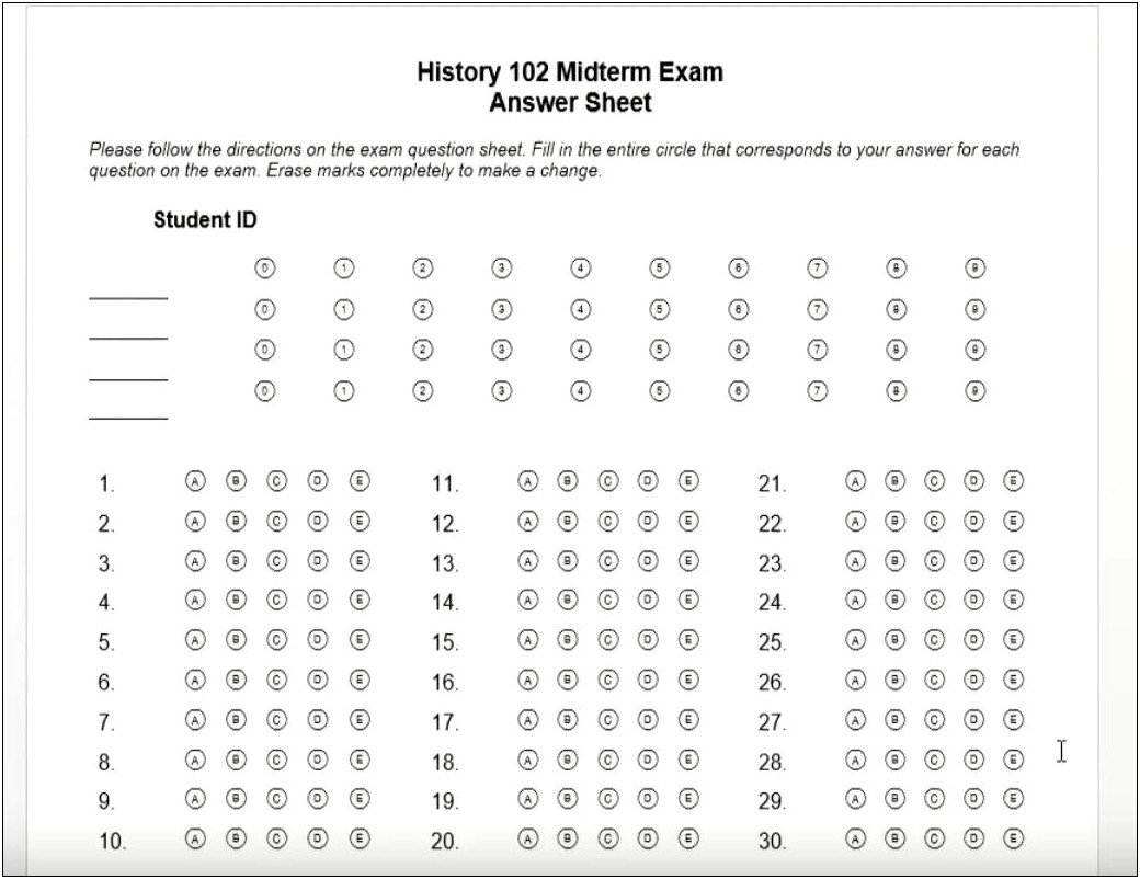 Microsoft Word Template For Multiple Choice Test