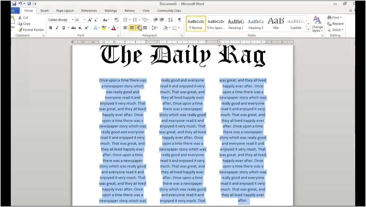Microsoft Word Template For Newspaper Article