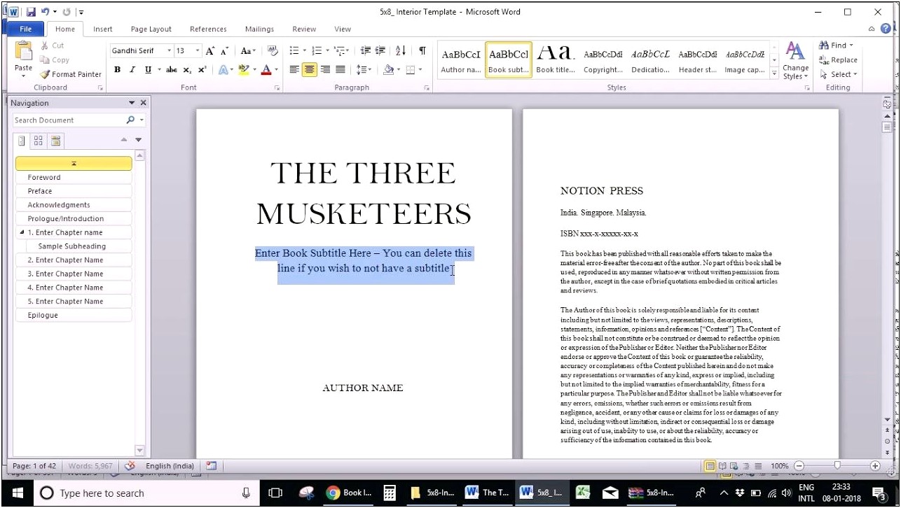 Microsoft Word Template For Writing A Book
