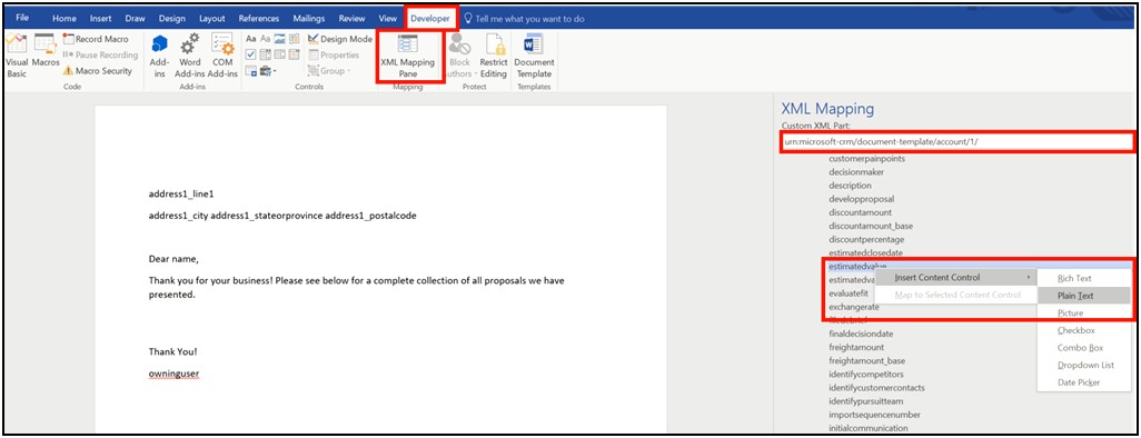 Microsoft Word Template Select Date Field