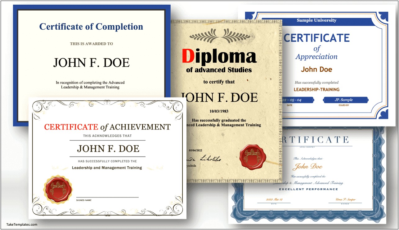 Microsoft Word Templates Certificate Of Achievement