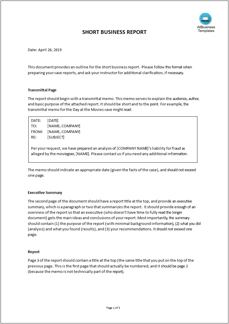 Microsoft Word Templates For Business Report