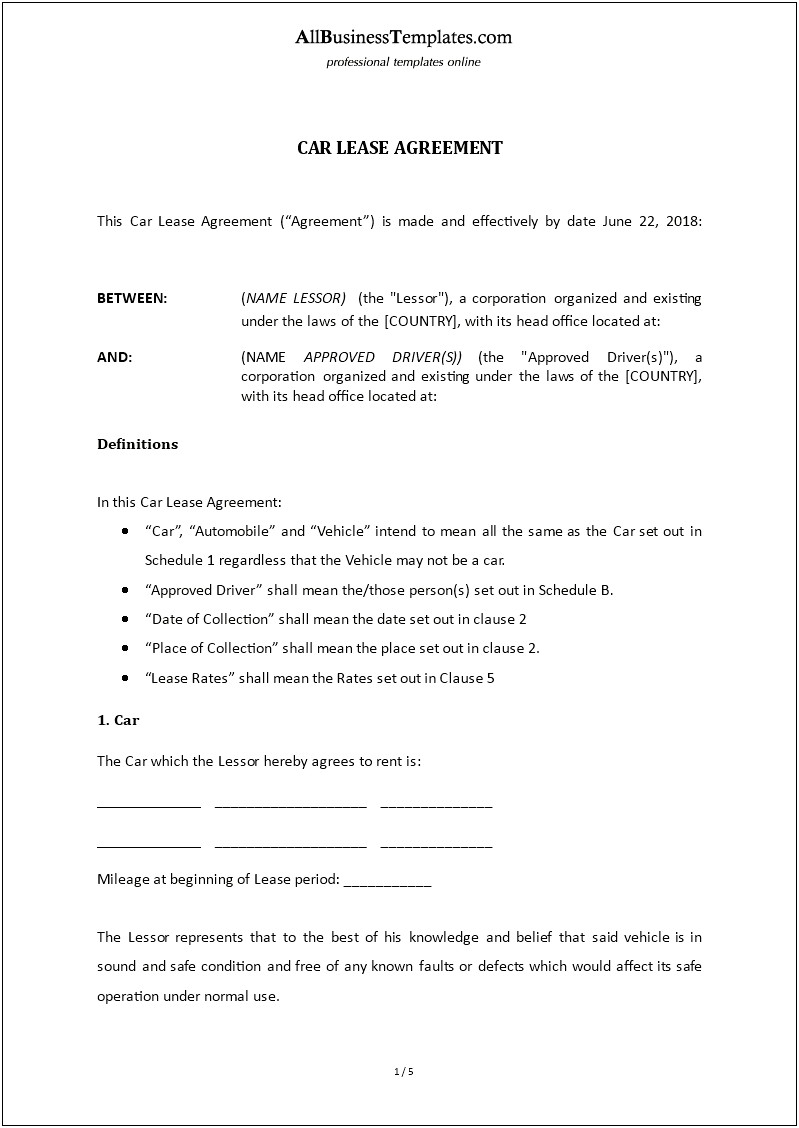 Microsoft Word Vehicle Sale Contract Template