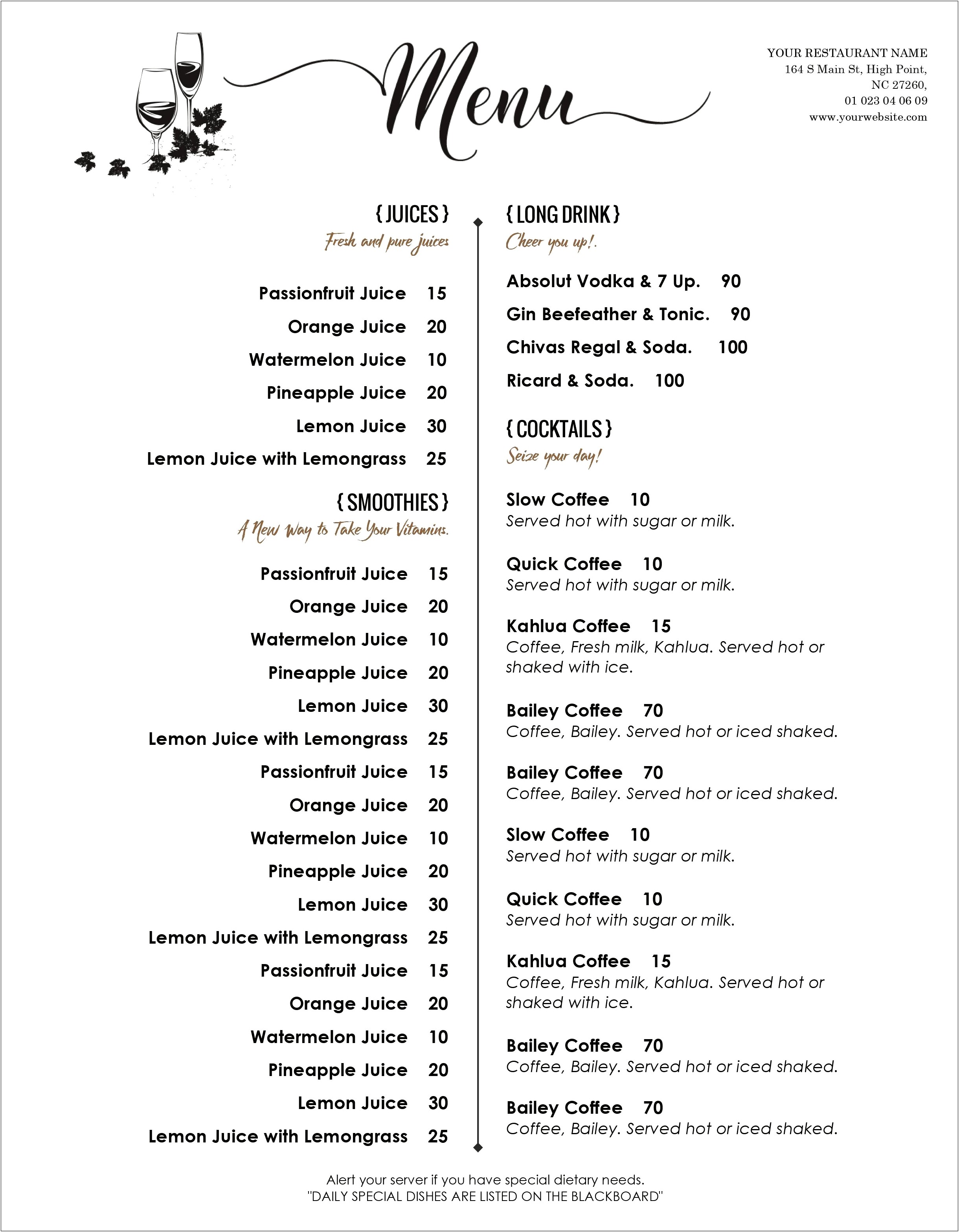 Microsoft Word Wedding Menu Templates Free