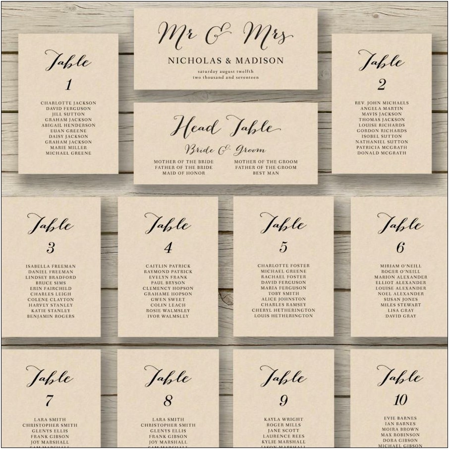 Microsoft Word Wedding Table Number Template