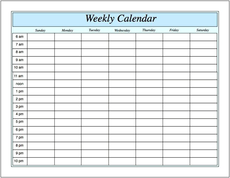 Microsoft Word Weekly Calendar Template 2016