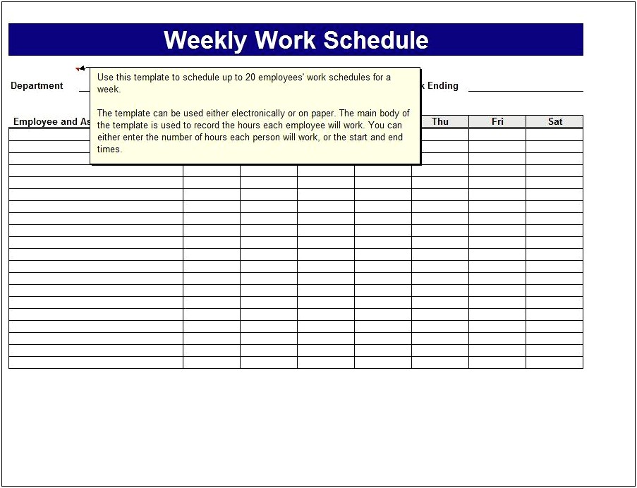 Microsoft Word Weekly Work Schedule Template