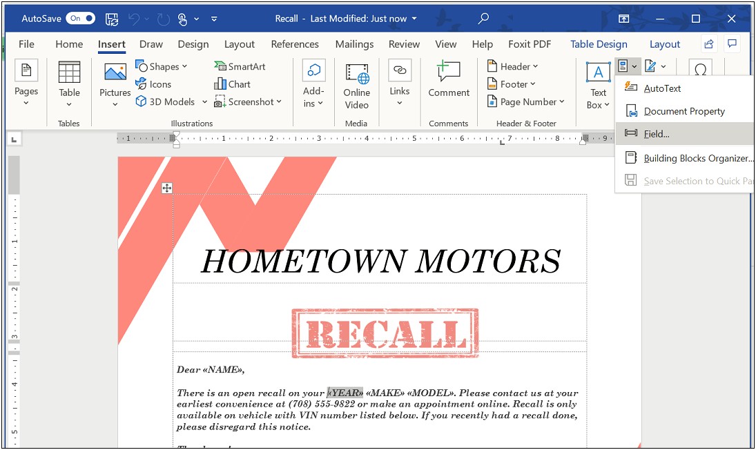 Microsoft Word Work From A Template