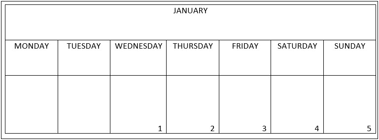 Microsoftg Word Calendar Template Monday Start