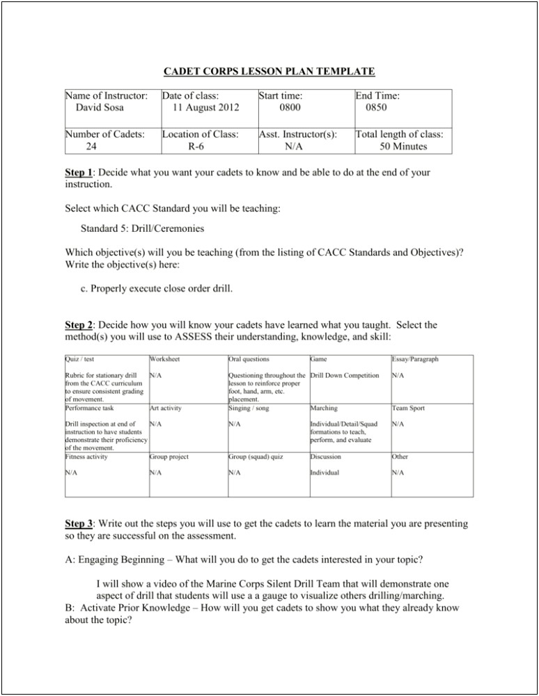 Middle School Art Lesson Plan Template