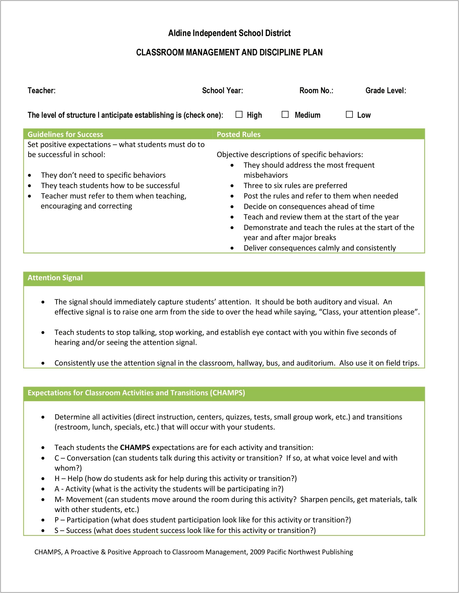 Middle School High School Lesson Plan Template