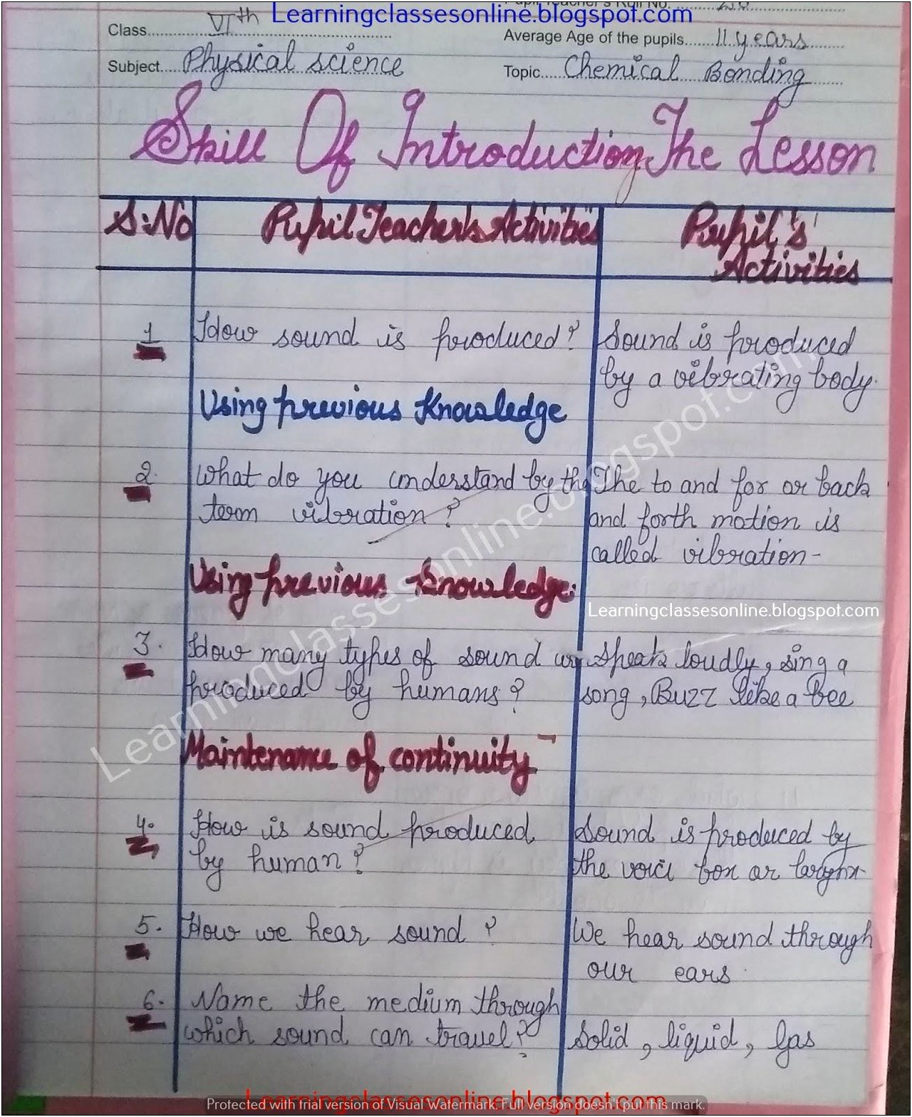 Middle School Physical Science Lesson Plan Template