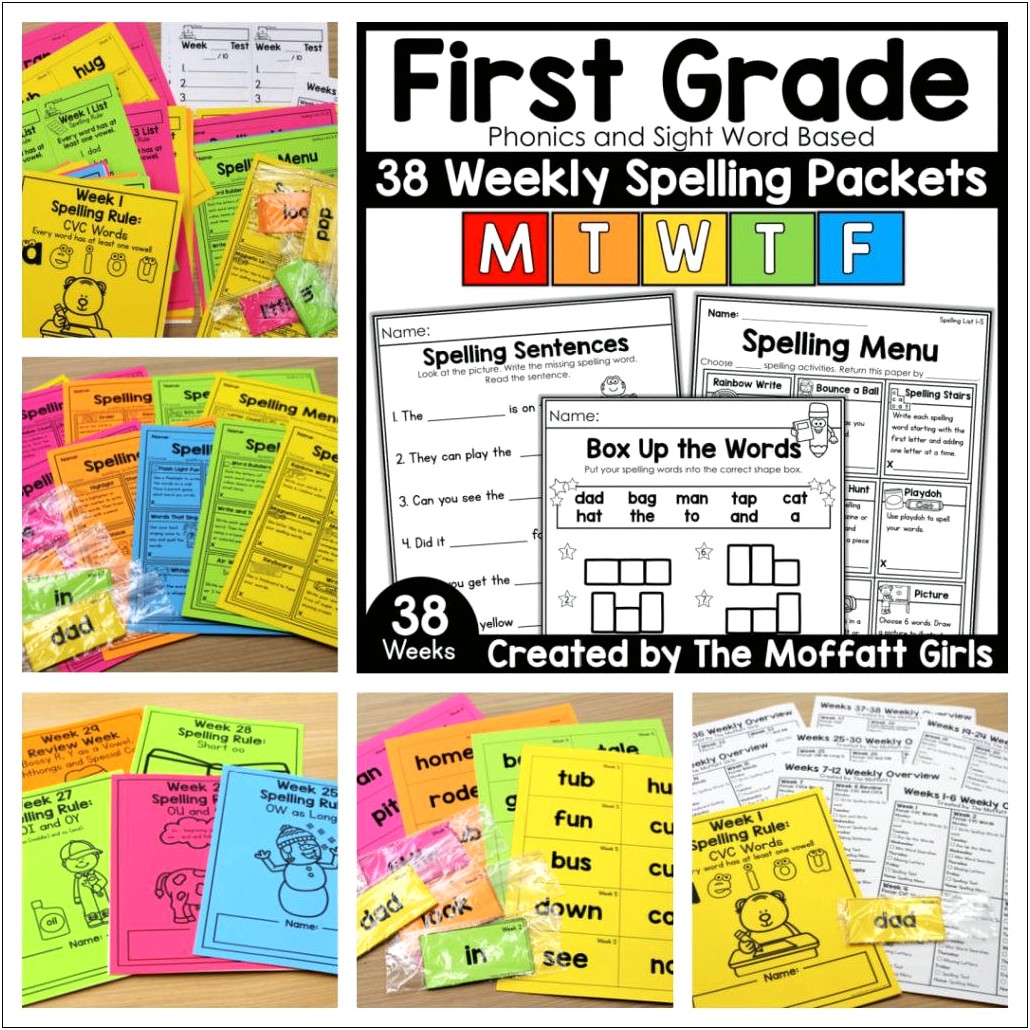 Middle School Spelling Words Packet Template