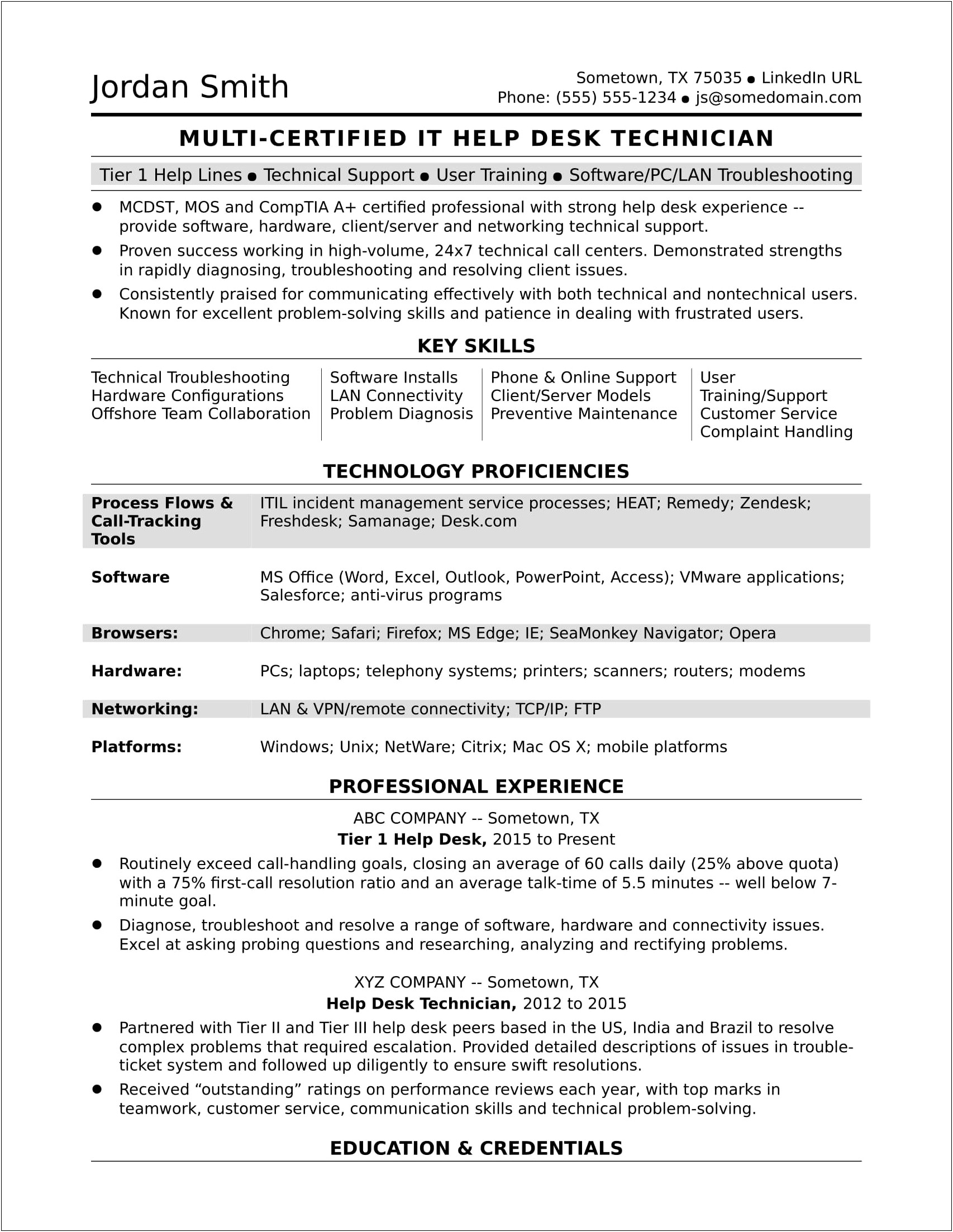 Midlevel It Help Desk L Cover Letter Template