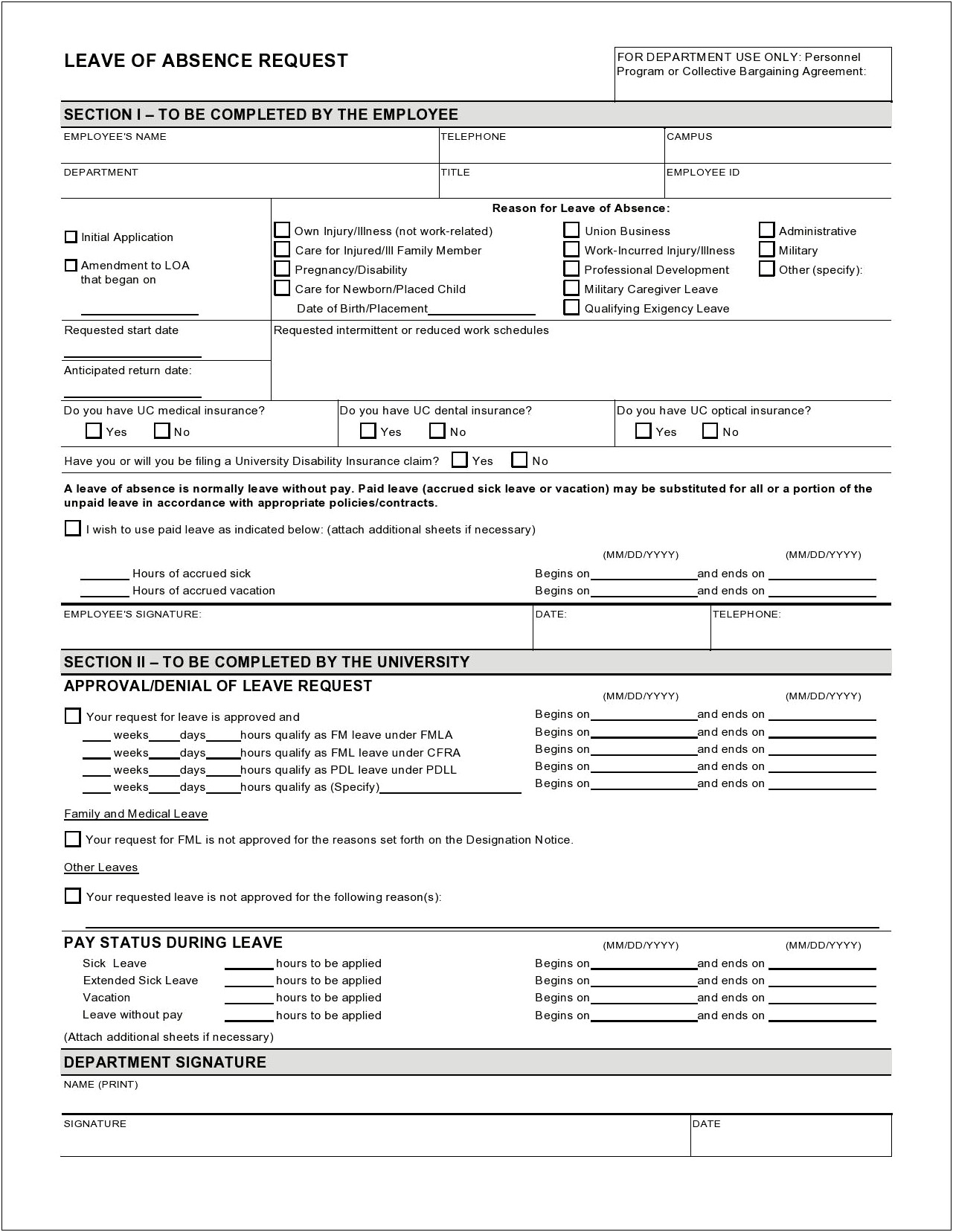 Military Leave Of Absence Letter Template